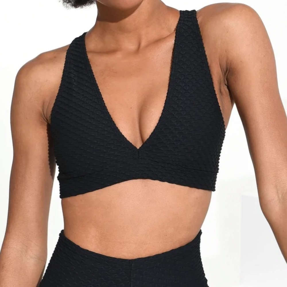 Booty by Brabants Croco Skin Deep V Sports Bra - Black